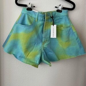 WeWoreWhat Bell Flare Tie-Dye Denim Shorts